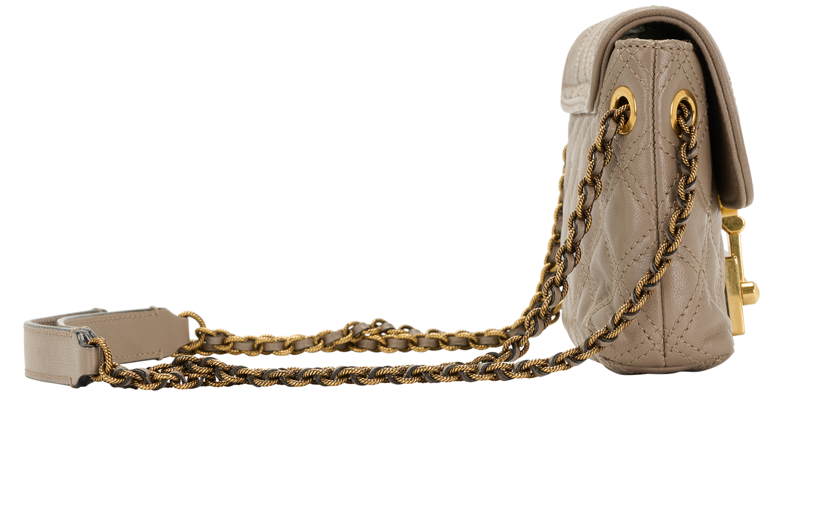 Quilted Shoulder Bag, &pound;110, Handbags, Taupe, Leather, Side view